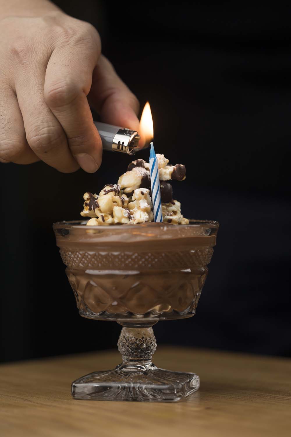 Dessert with Candle being lit
