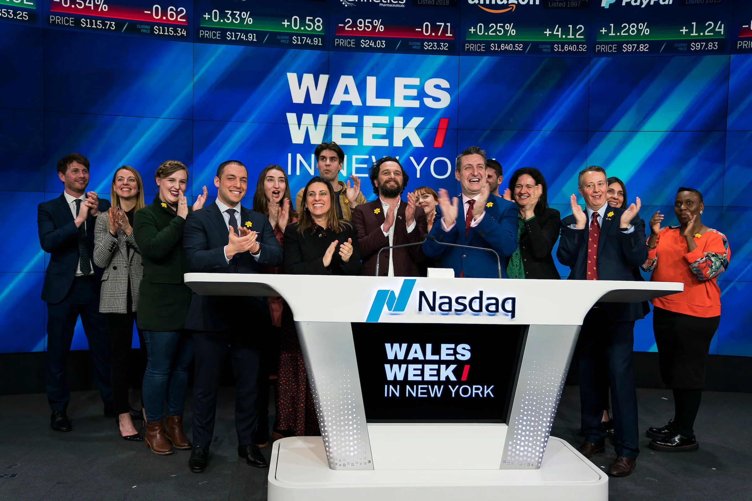  Wales Week Closing bell Nasdaq Photographer NY. Bell ringing photographer Ben Hider in Times Square  