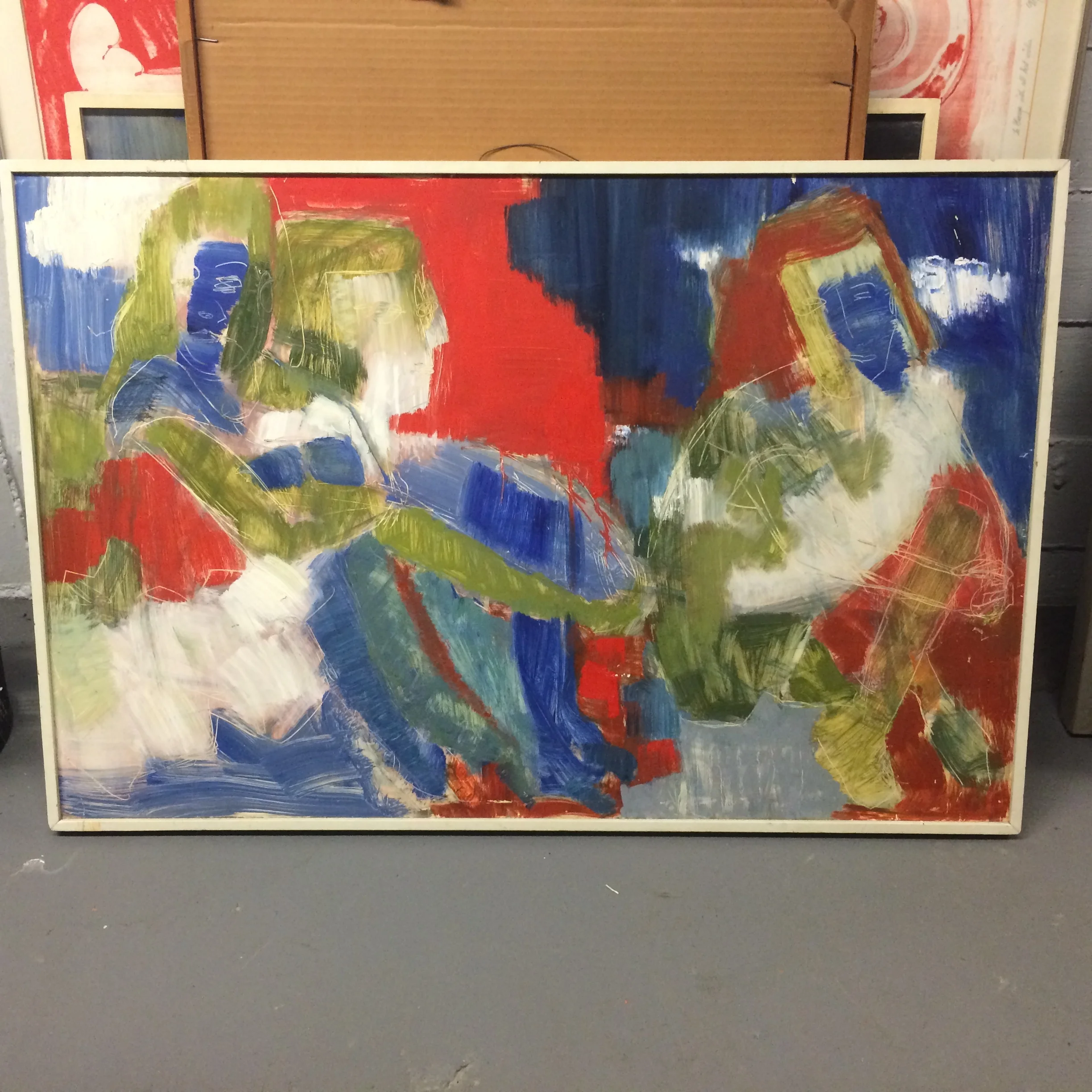  3 Little Girls in the Grass  36.5L x 24.5H" AC on Canvas Bin B 