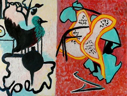  Untitled Turquoise Bird  36 x 48 AC on Canvas 2008 Bin E 