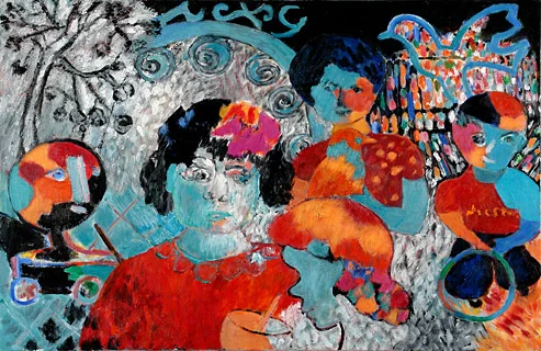  Picassos Kids  24" x 36"  AC on Canvas  Bin H 2007 