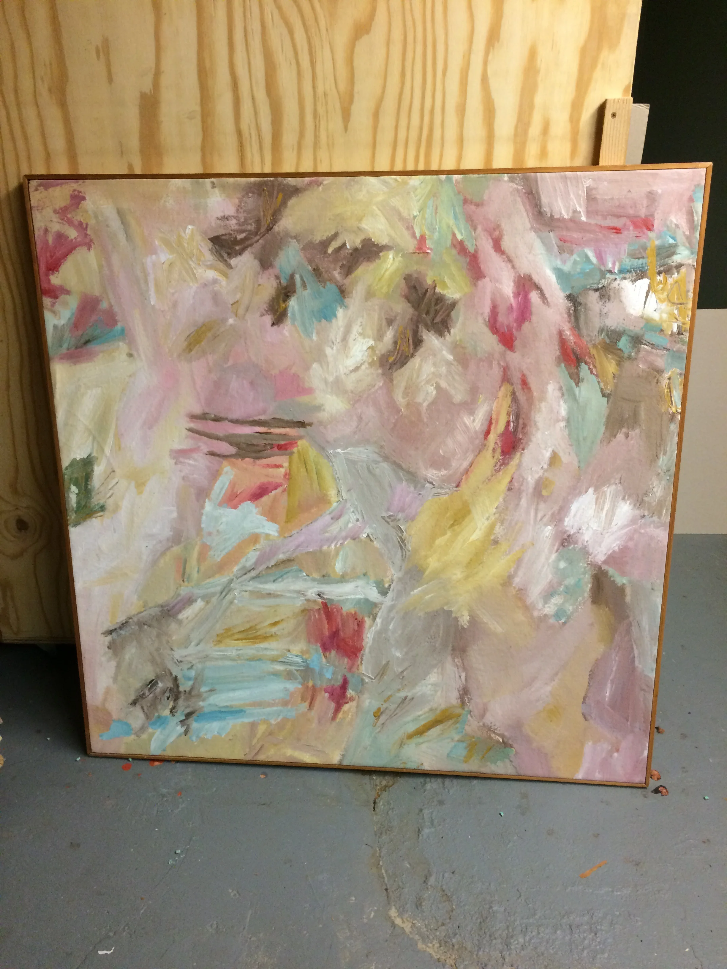  Untitled Pink Three Brown Lines  41.5" x 41.5"  Bin H 