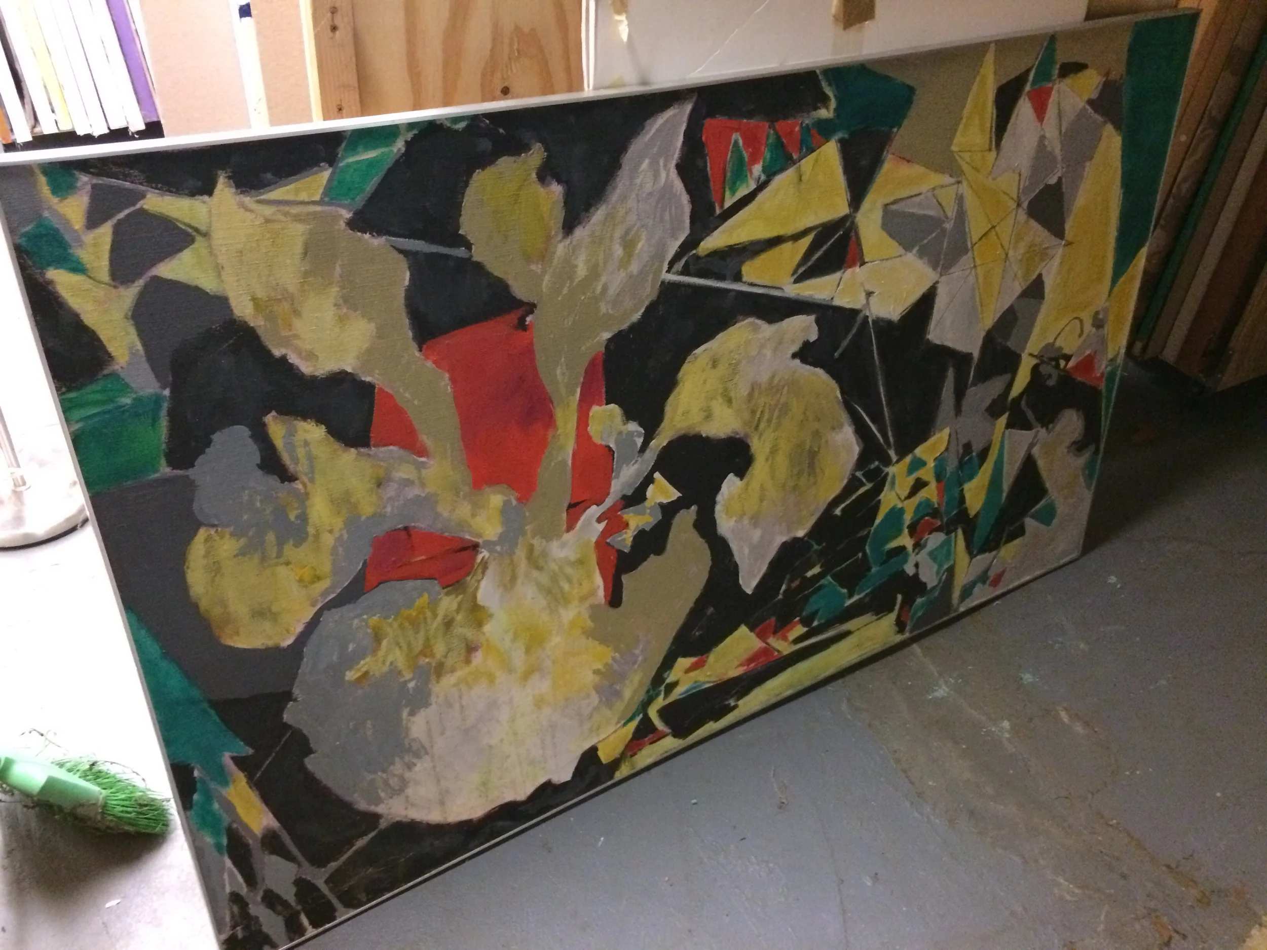  Untitled Yellow Gray Black  60W" x 36H"  AC on Canvas Bin I 