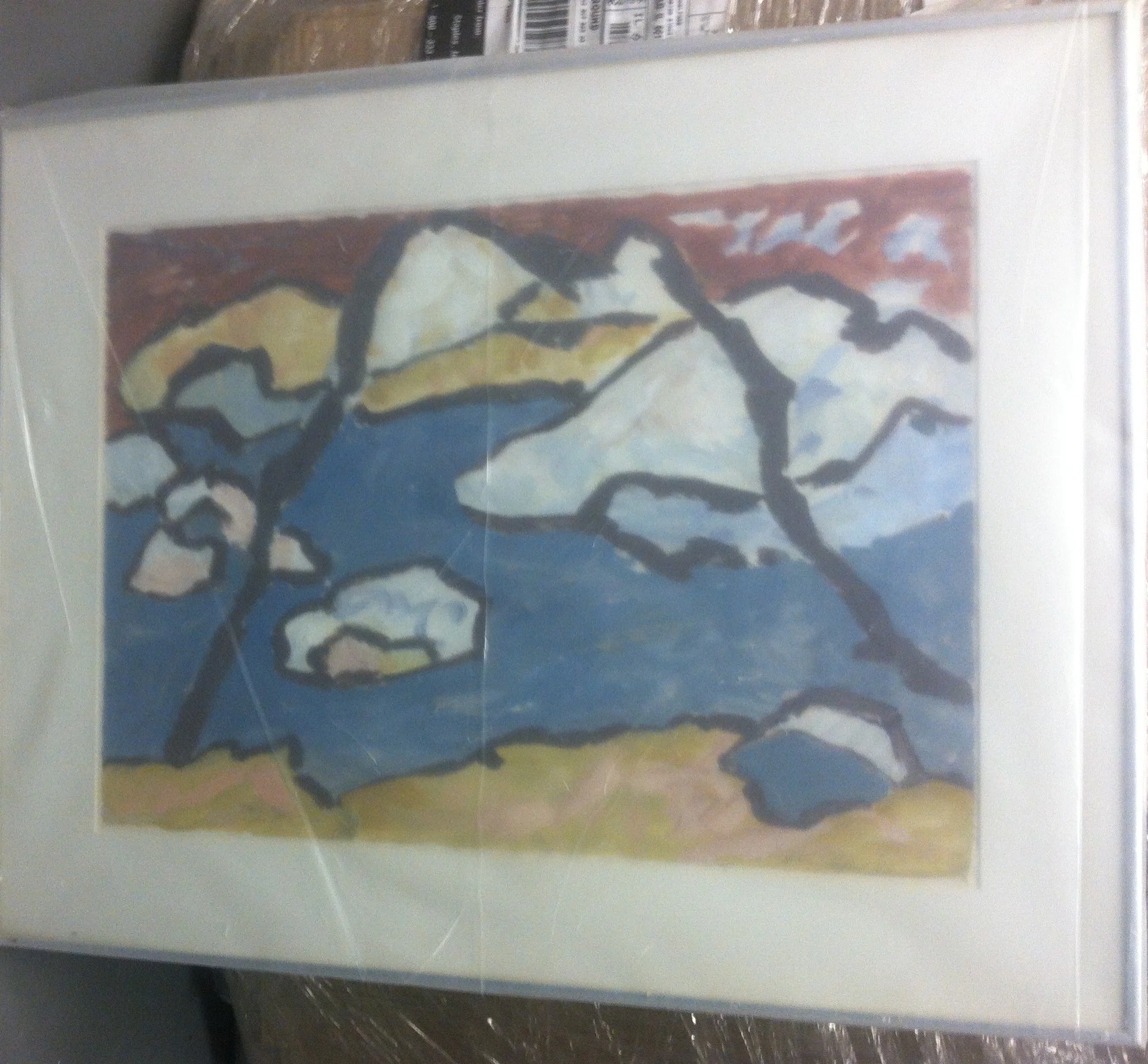  Spanish Mountains  25.5 x 29  Acrylic on Paper Bin B 
