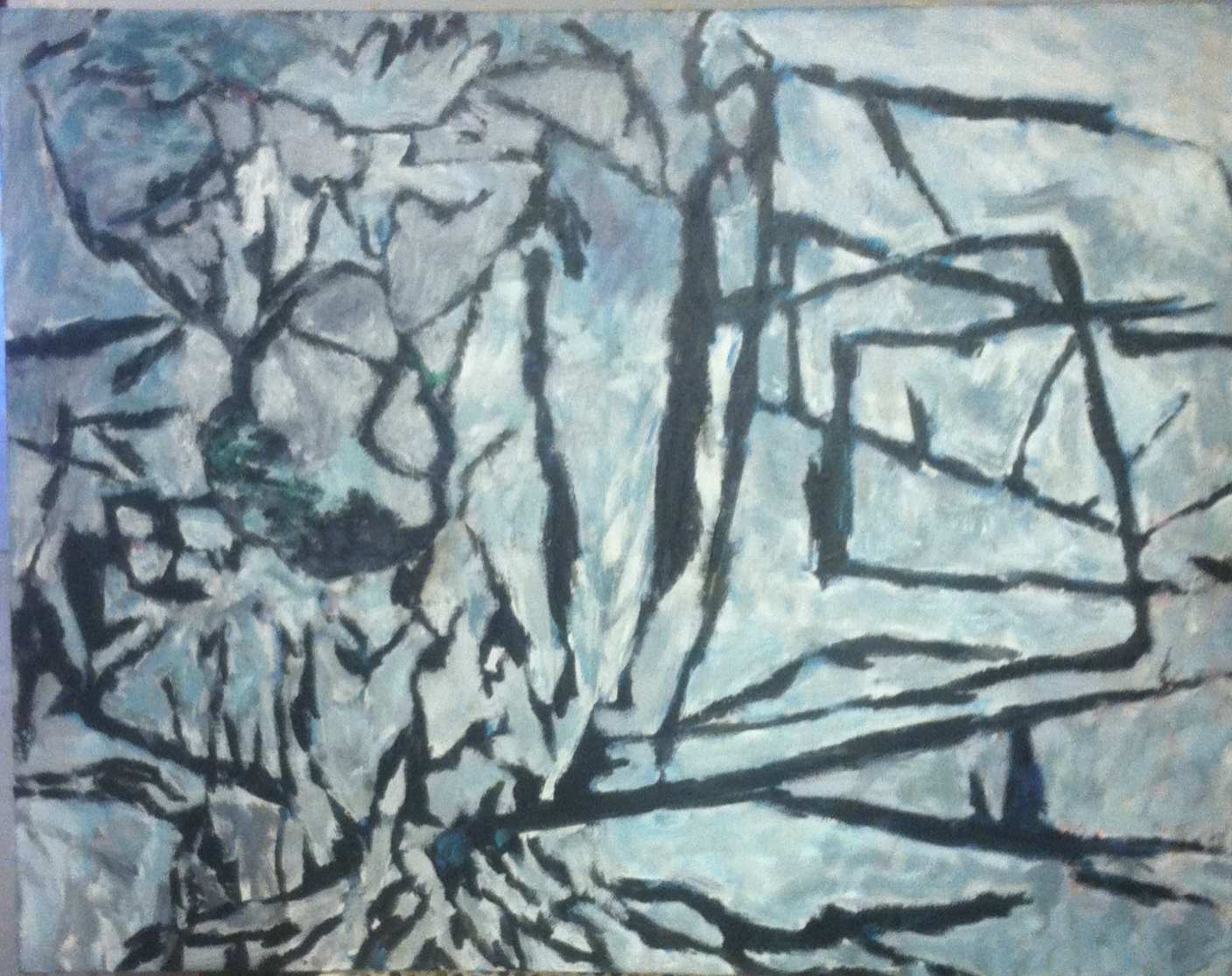  Untitled Black and White Upside Down Figure  38L x 30  Acrylic on Canvas Bin C 