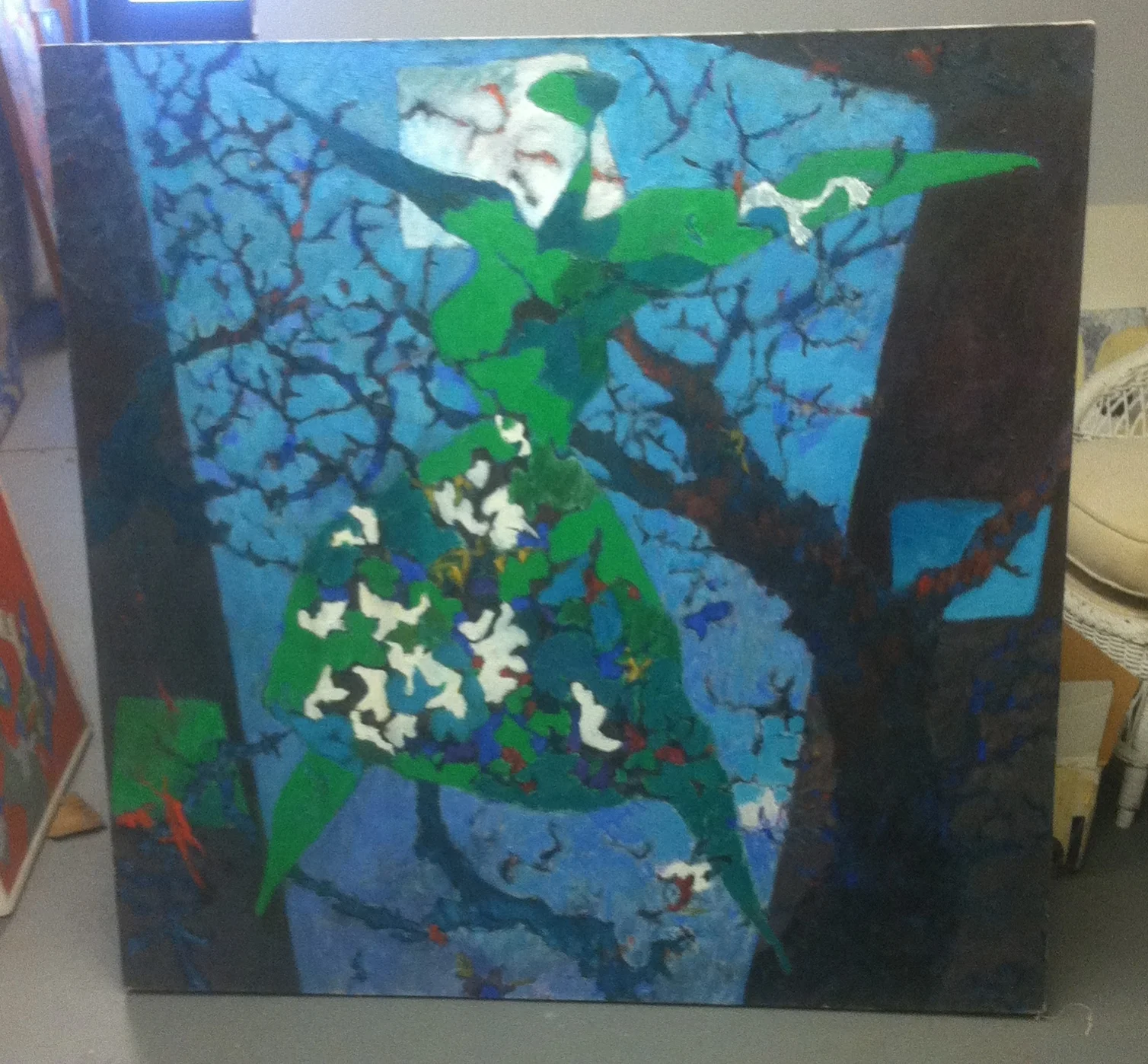  Untitled Tree and Green Woman  42" x 42"&nbsp;  AC on Canvas, Bin E 