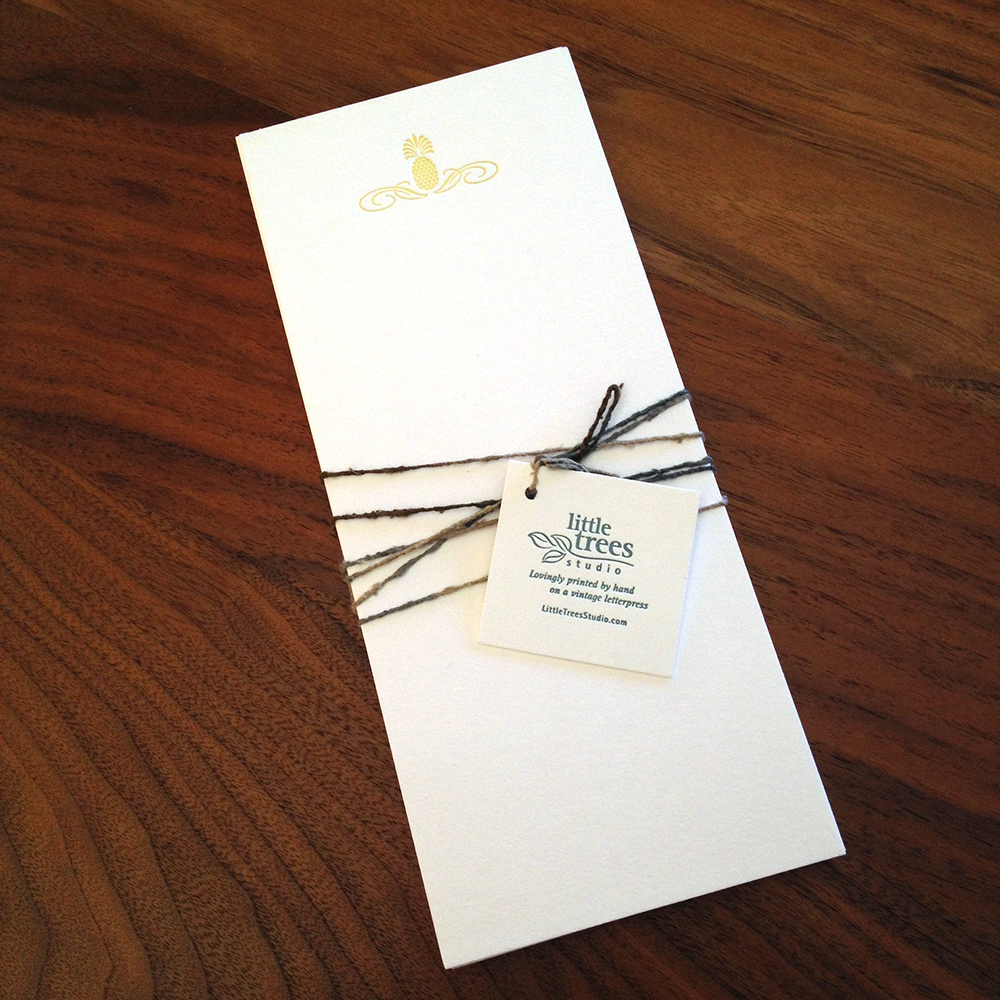 Little Trees Studio - Gold Pineapple - Letterpress Buckslips