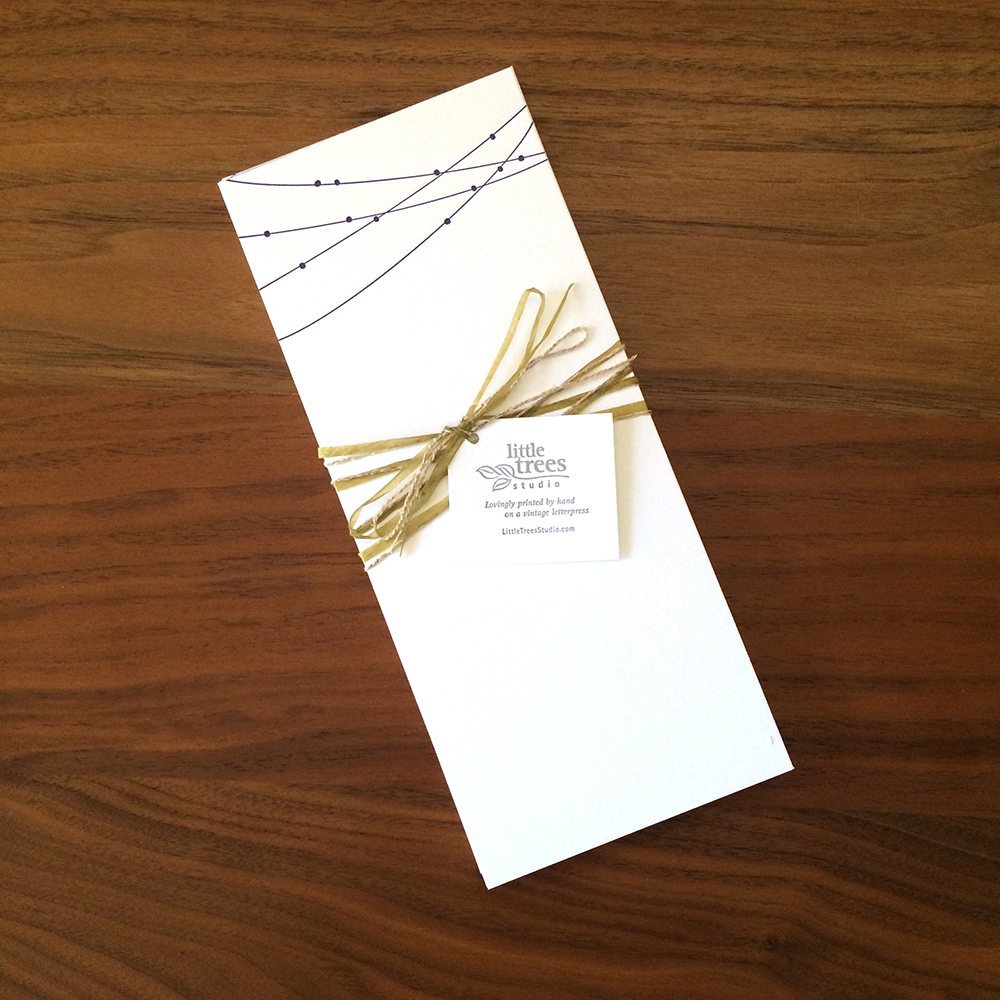 Little Trees Studio - Purple Knotted String - Letterpress Buckslips