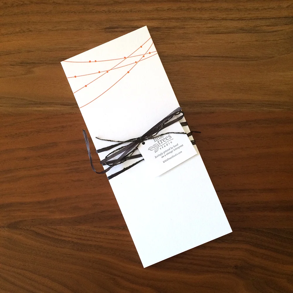 Little Trees Studio - Orange Knotted String - Letterpress Buckslips