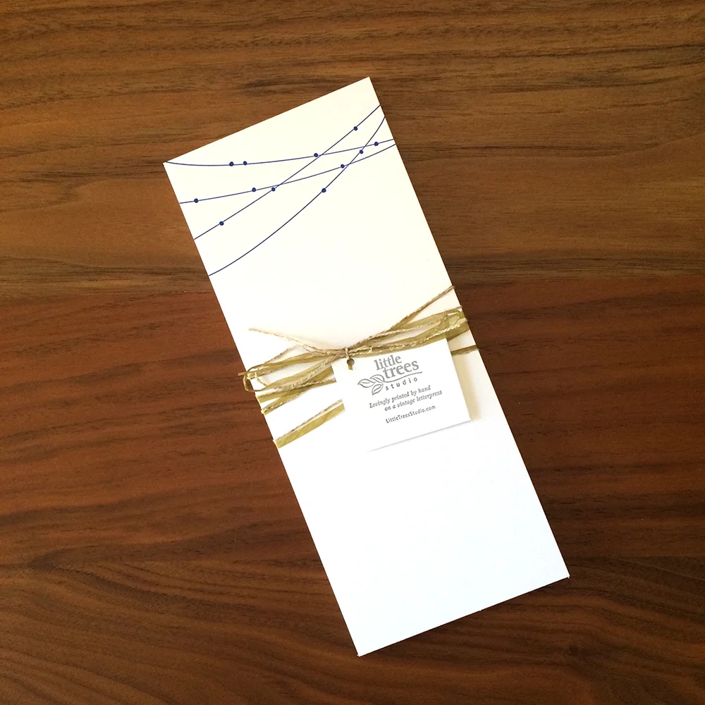 Little Trees Studio - Blue Knotted String - Letterpress Buckslips