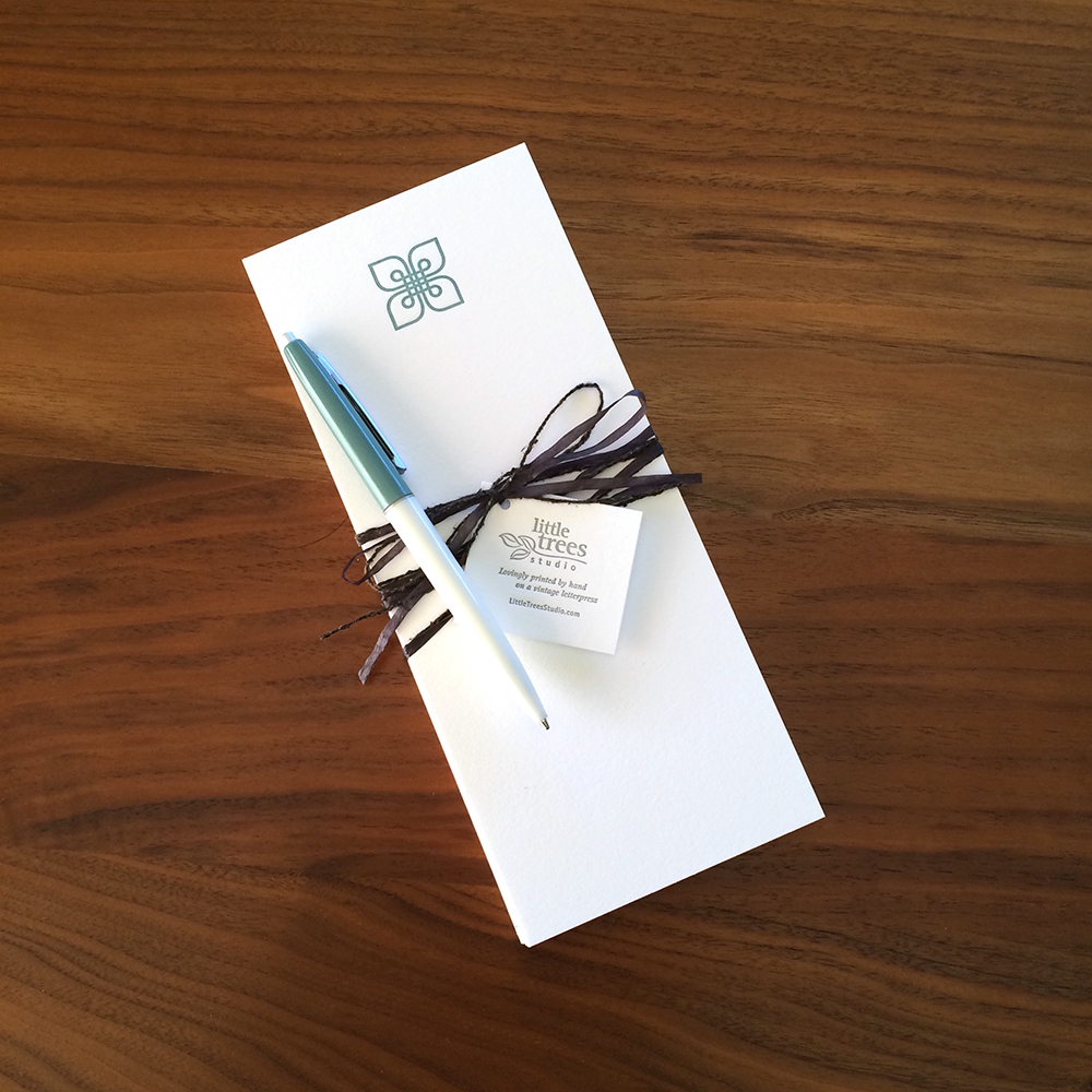 Little Trees Studio - Blue Fleur - Letterpress Buckslips