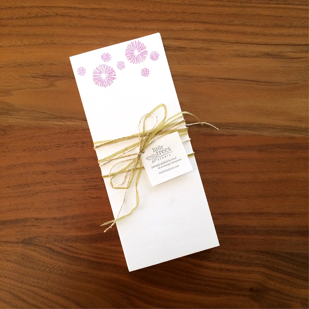 Little Trees Studio - Pink Dandelions - Letterpress Buckslips