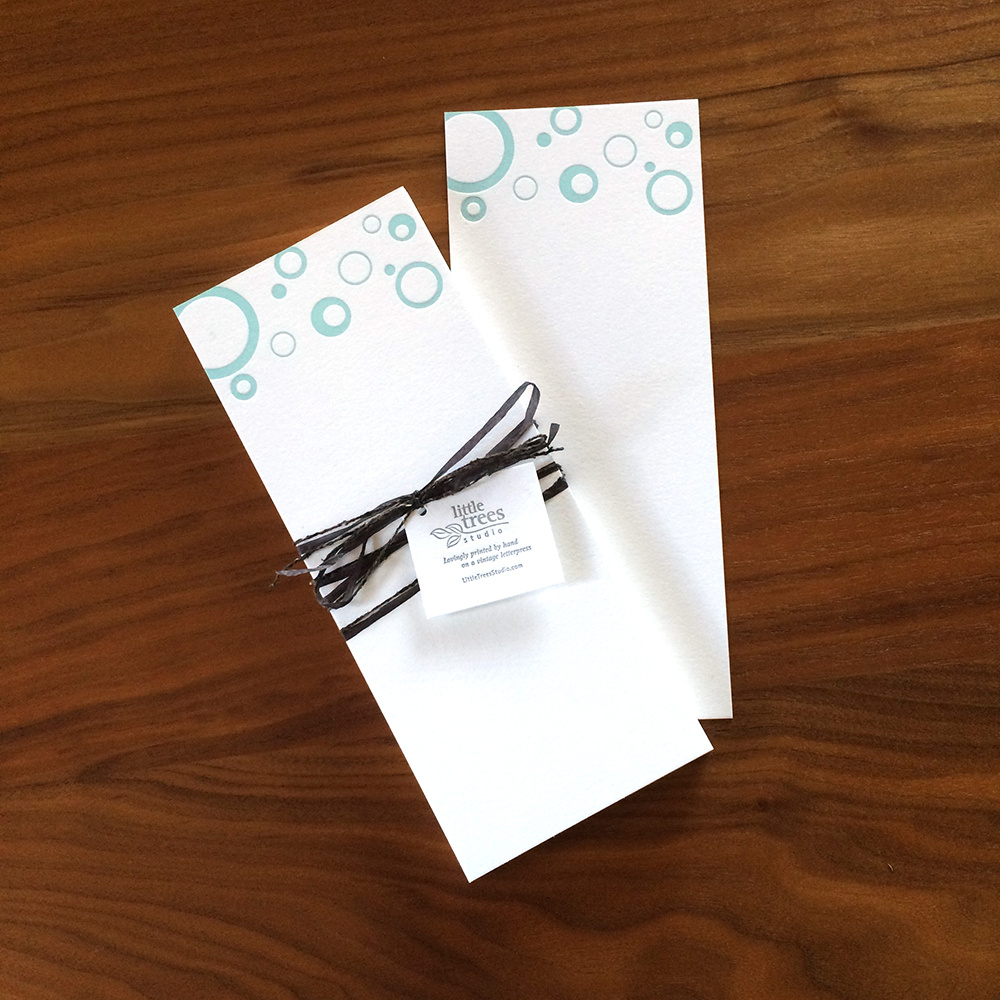 Little Trees Studio - Aqua Circles - Letterpress Buckslips