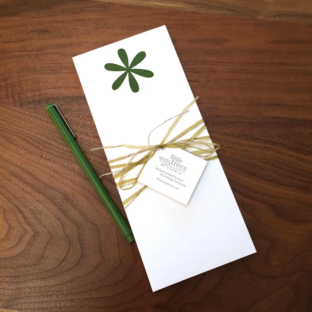 Little Trees Studio - Green Asterisk - Letterpress Buckslips
