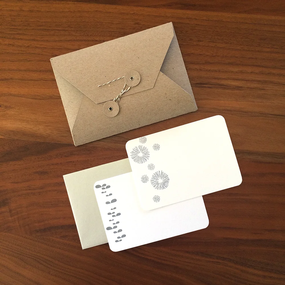 Little Trees Studio - Silver Nature Series 2 Letterpress Notecards in Button and String Folder