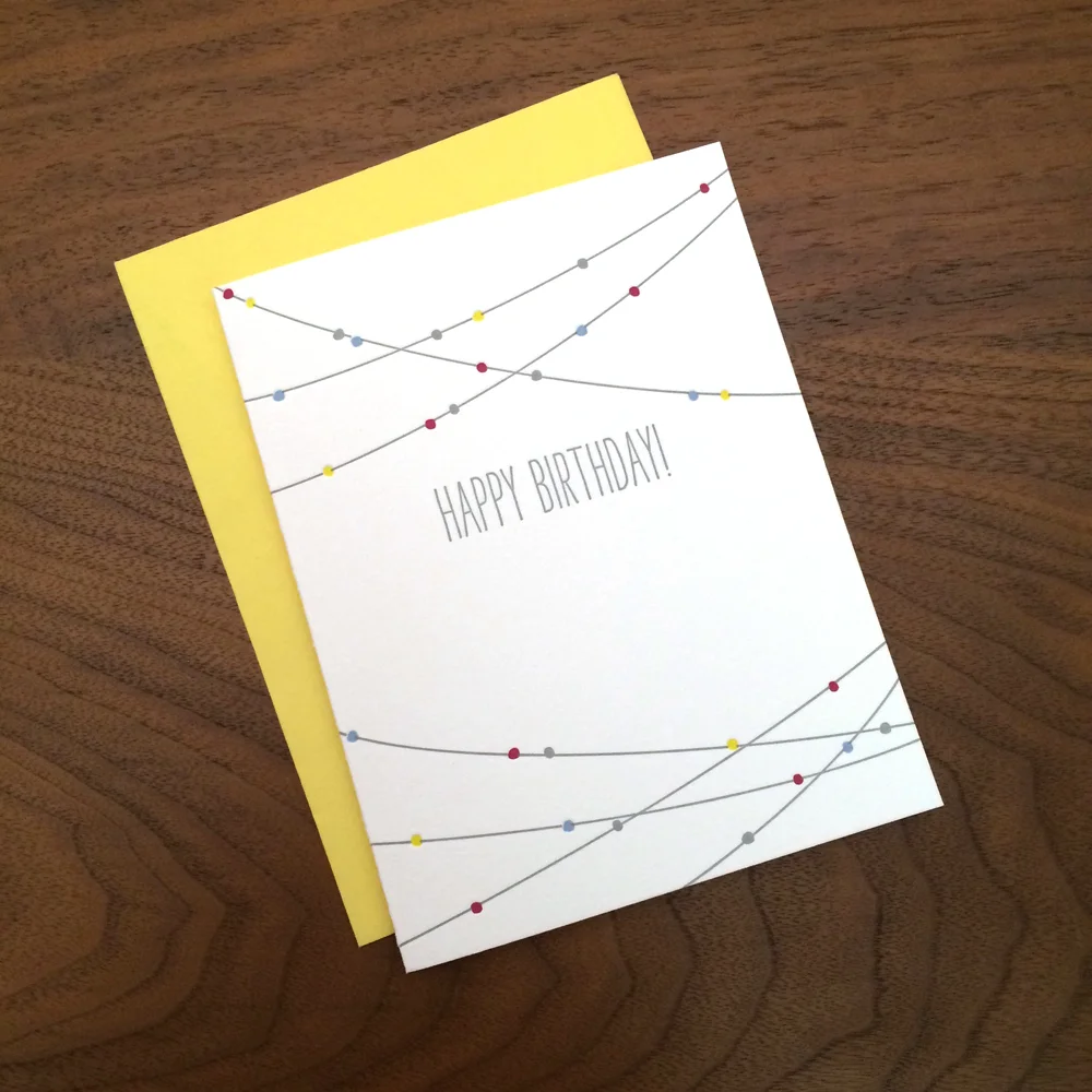 Little Trees Studio - Happy Birthday String Lights Letterpress Card