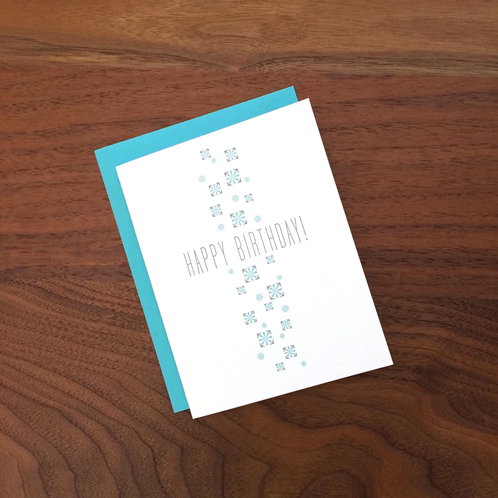 Little Trees Studio - Happy Birthday Mid Century Stars  Letterpress Card