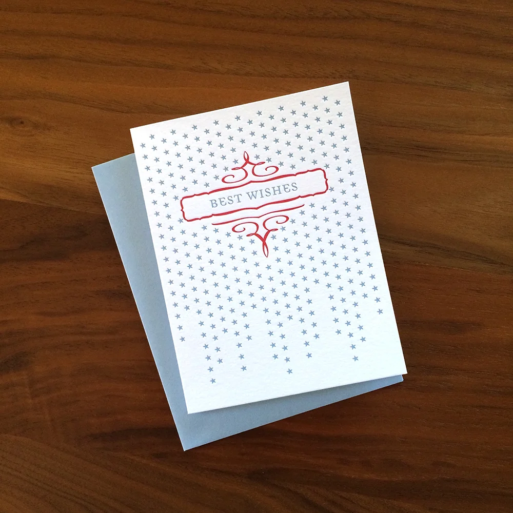 Little Trees Studio - Best Wishes Little Stars Letterpress Card