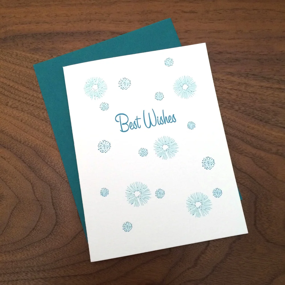 Little Trees Studio - Best Wishes Dandelions Letterpress Card