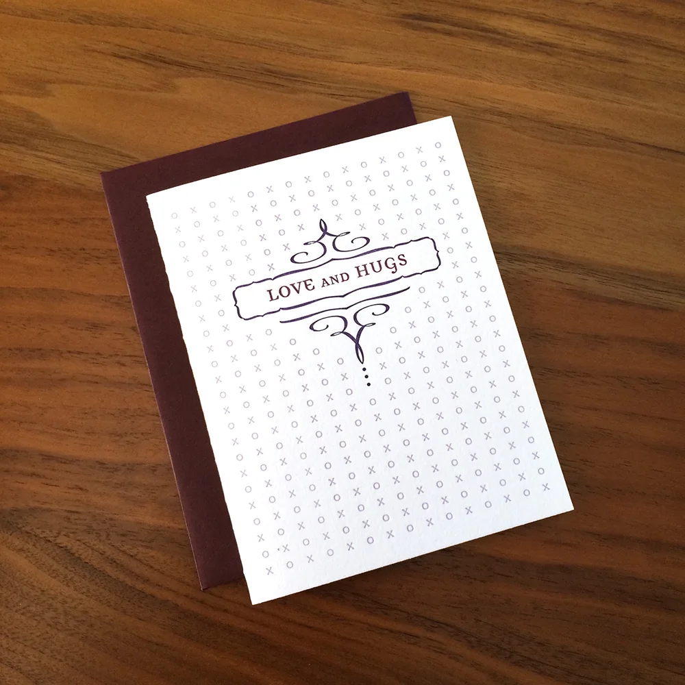 Little Trees Studio - Love and Hugs Letterpress Card