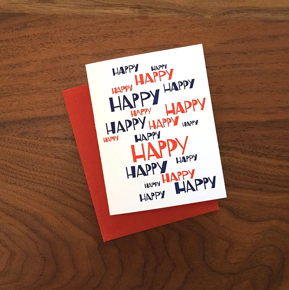 Little Trees Studio - Happy Happy Birthday Letterpress Card
