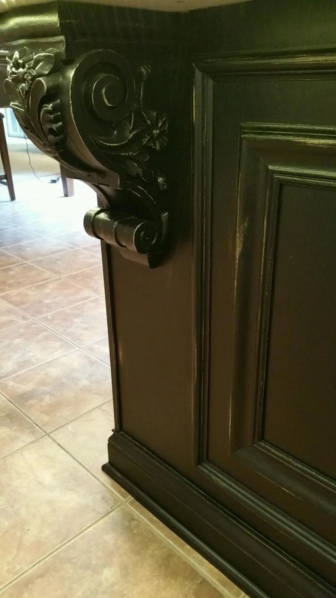 Distressed Ebony Kitchen Island