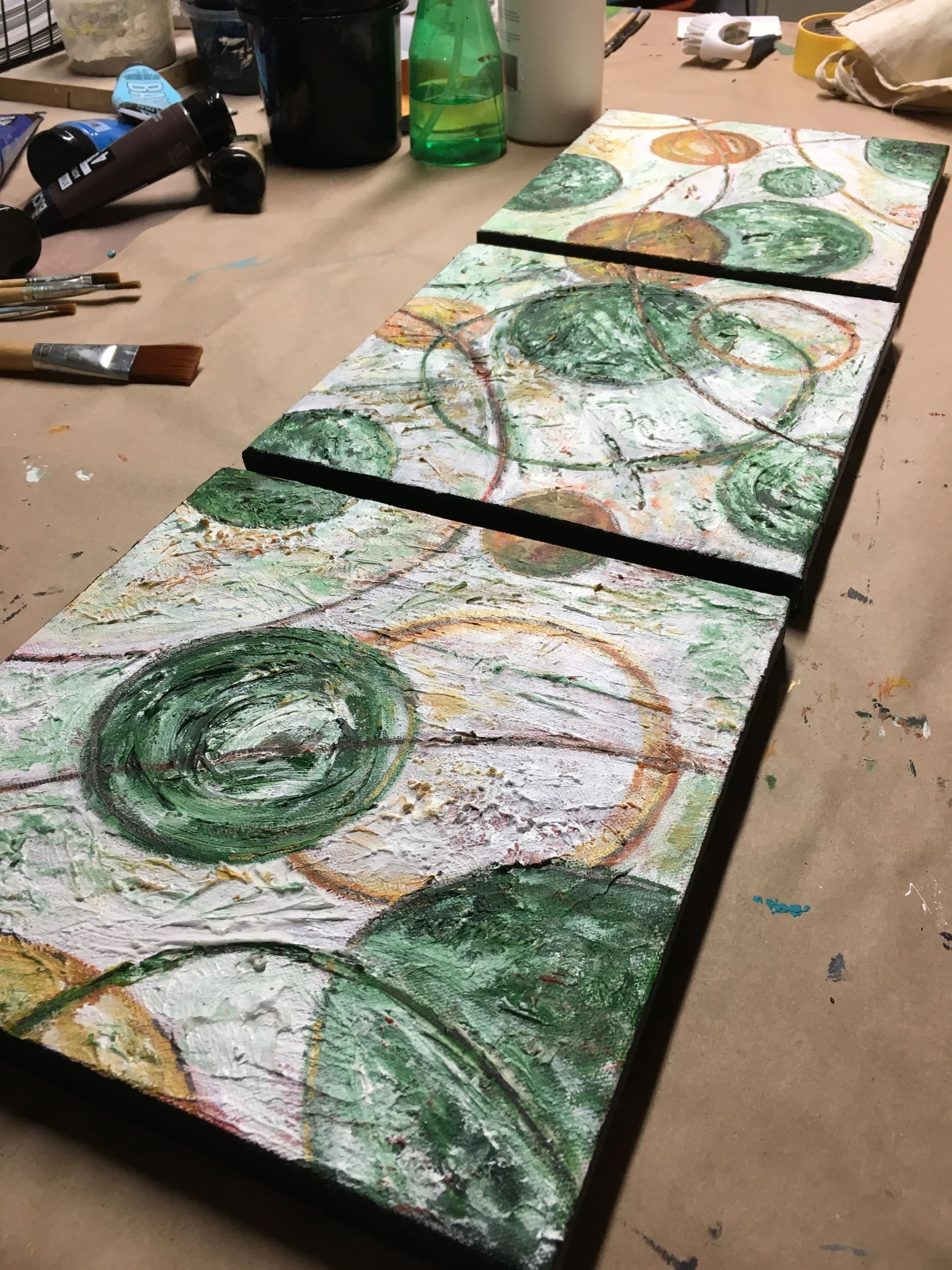 Kirkos 10x10 Triptych Acrylics 2017 