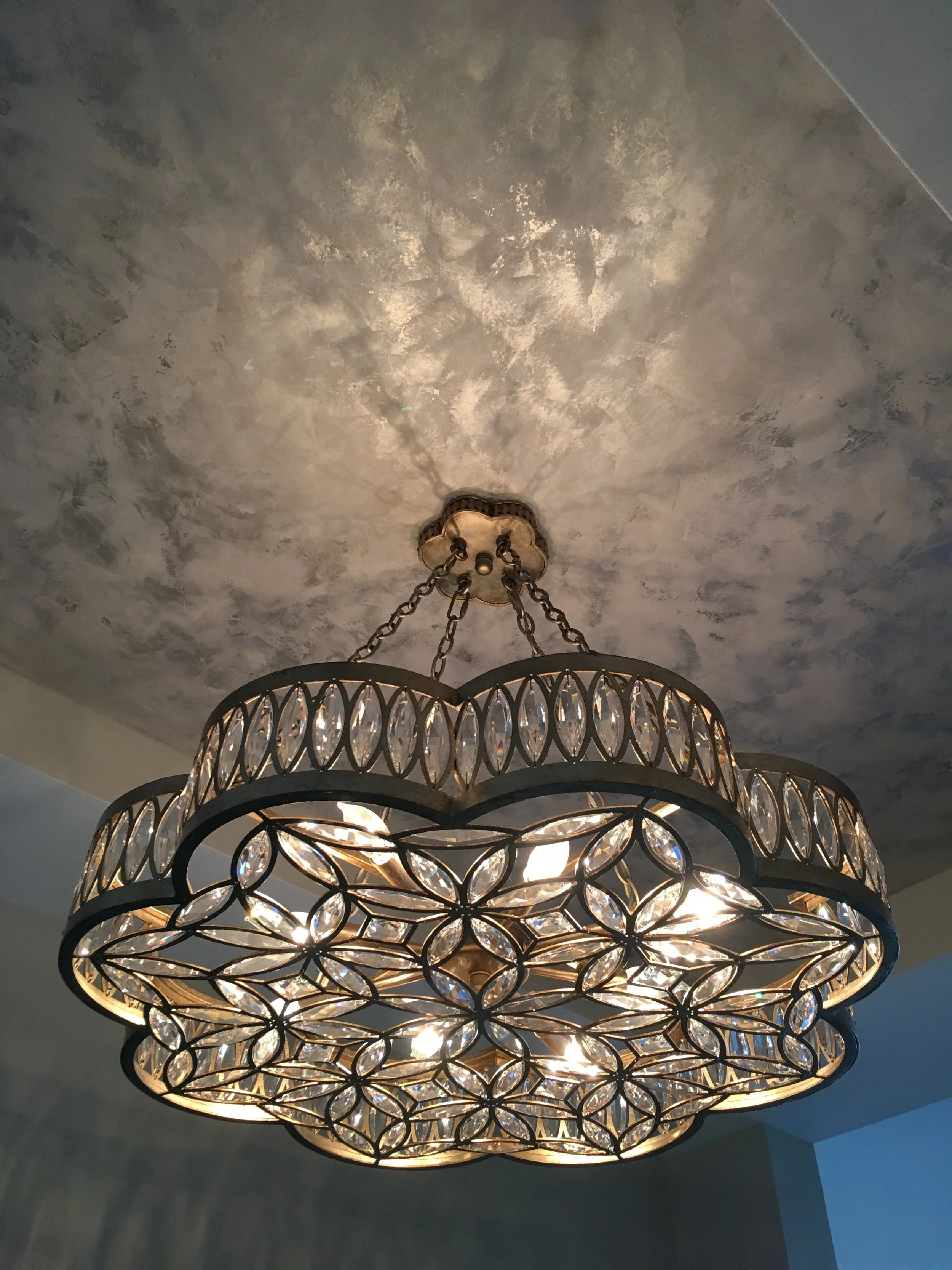 Champagne and Silver Finish on Downtown Condo Tray Ceiling
