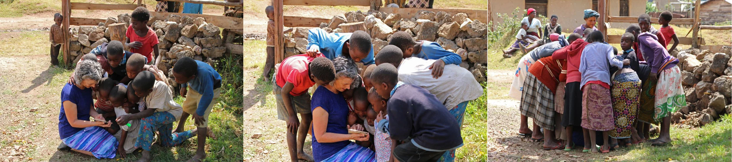 Ellie being mobbed by kids when showing pictures 