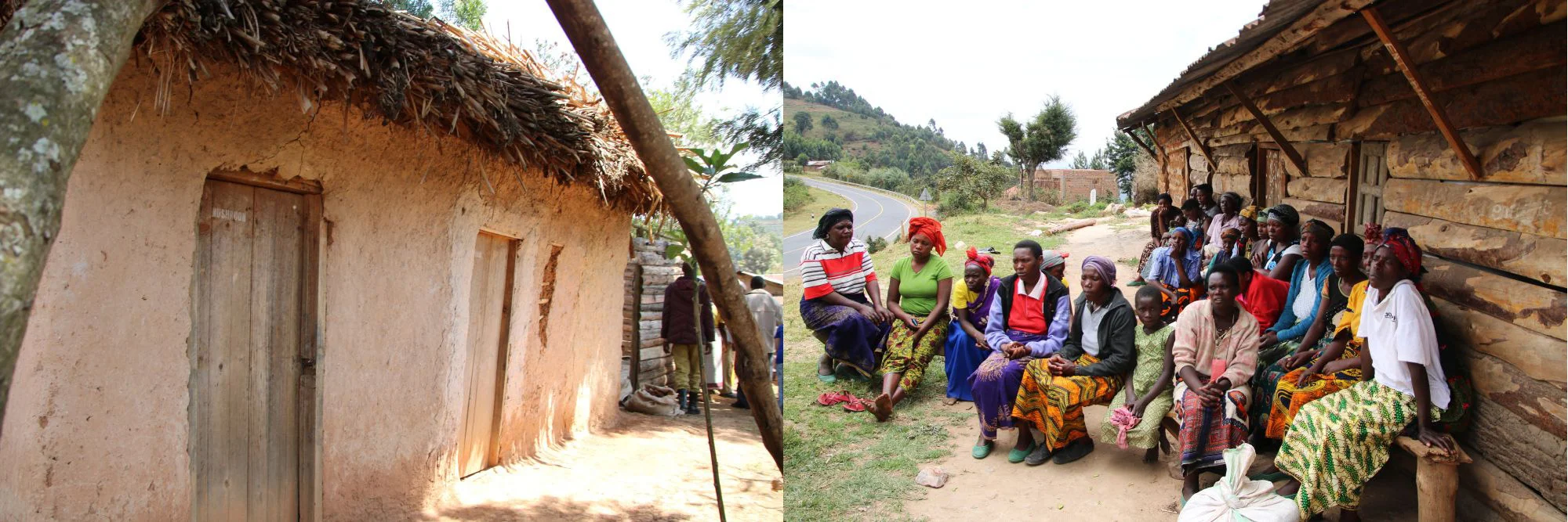 Mushroom house built by co-op members; mushroom growers meeting with HANDs team