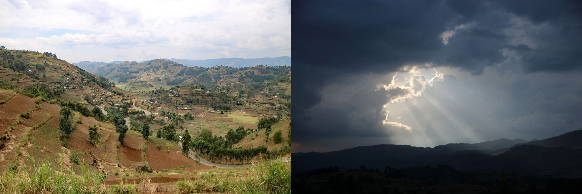 View of Muko farmland; late afternoon sky on drive back to Kabale