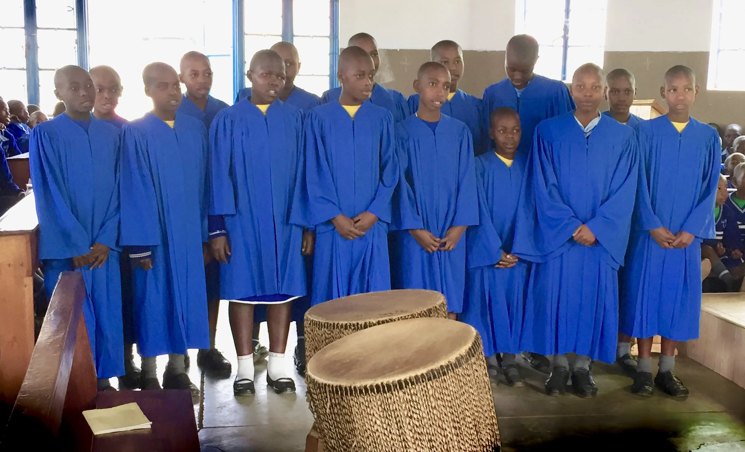 Youth choir at Uganda Martyrs were very happy with their fancy robes