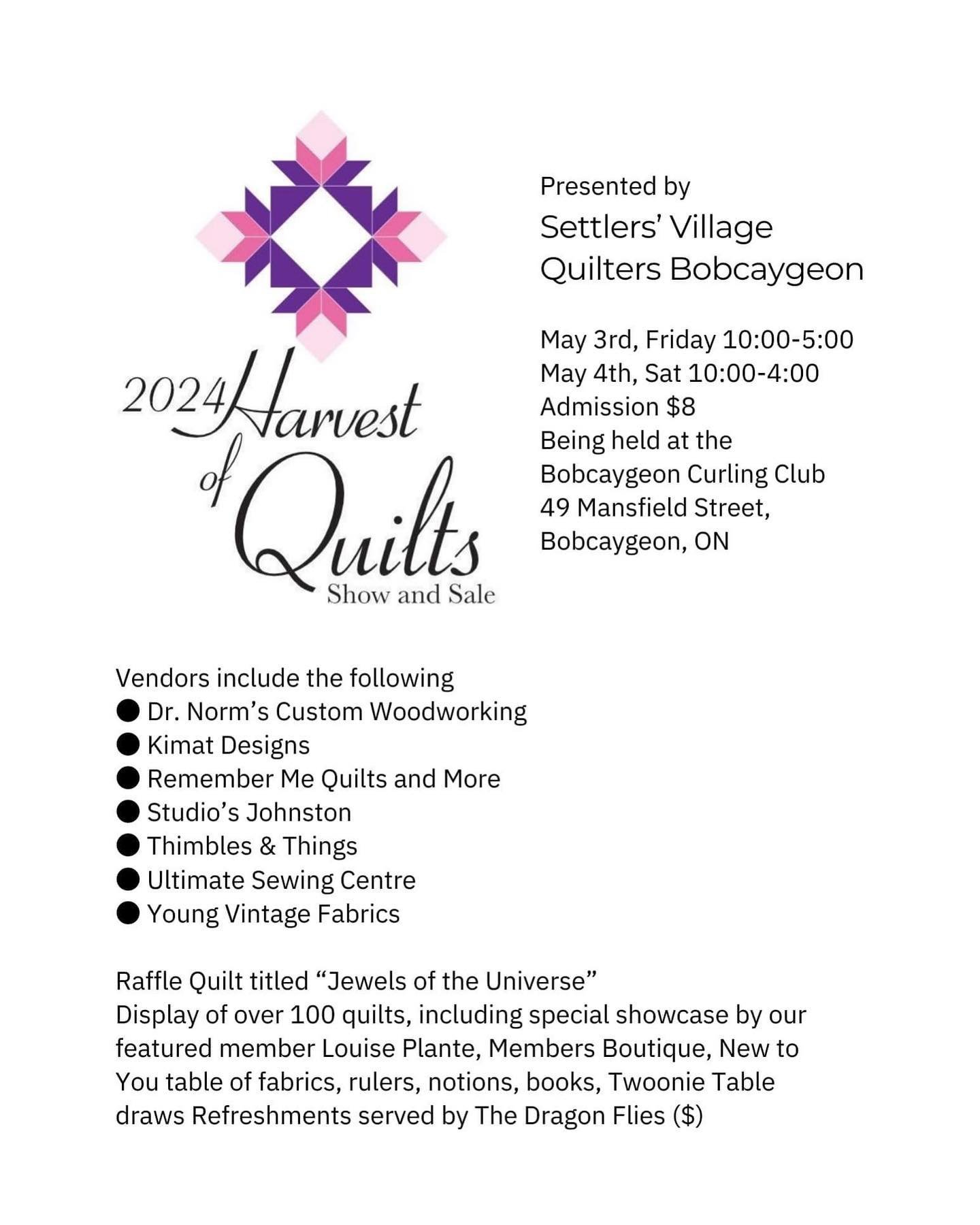 2024 Harvest of Quilts Show &amp; Sale happening this weekend at the Bobcaygeon Curling Club🪡🧵 Celine check out these talented artists!
