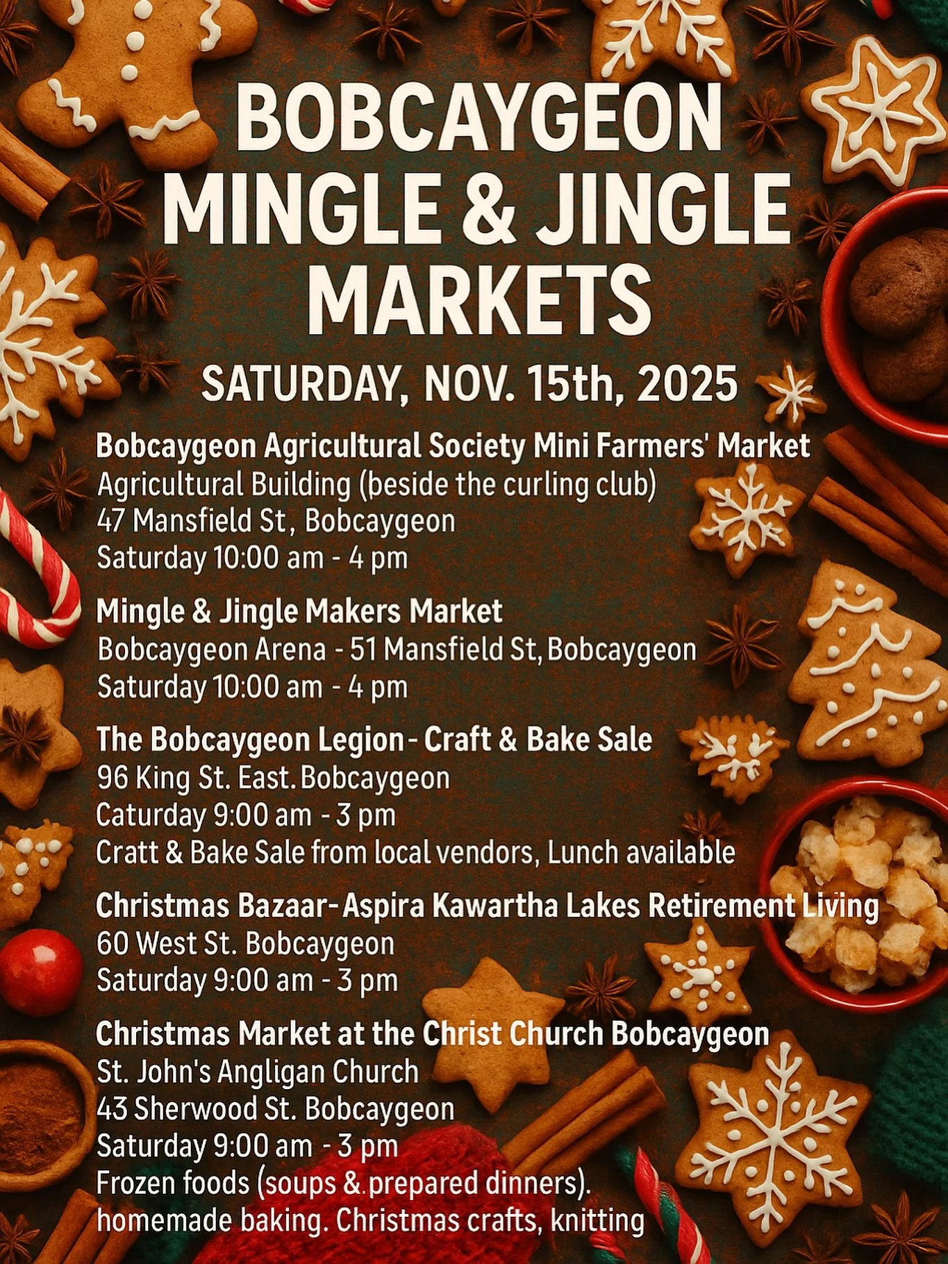 🎄✨ Bobcaygeon is bursting with festive markets this Mingle &amp; Jingle! From baking to crafts to local makers, there&rsquo;s something magical at every stop. See you today! ❤️🎅

#Bobcaygeon #MingleAndJingle #KawarthaLakes #ShopLocal #HolidayMarket