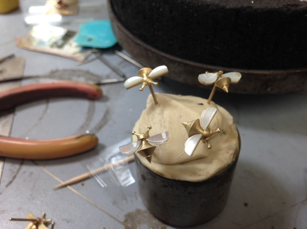 More Bee earrings , working towards a whole hive of them&nbsp;