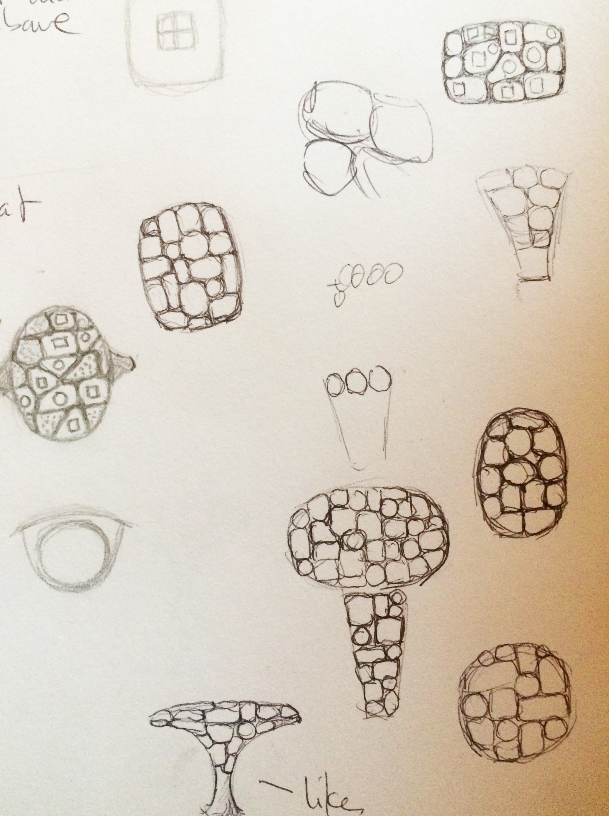 preliminary drawings for Caron's big ring
