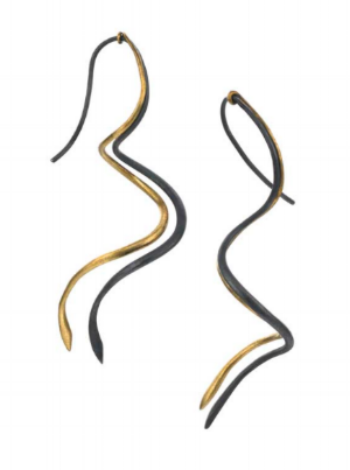 Rhythm project by Gregore Blackened Sterling silver and Gold Earrings