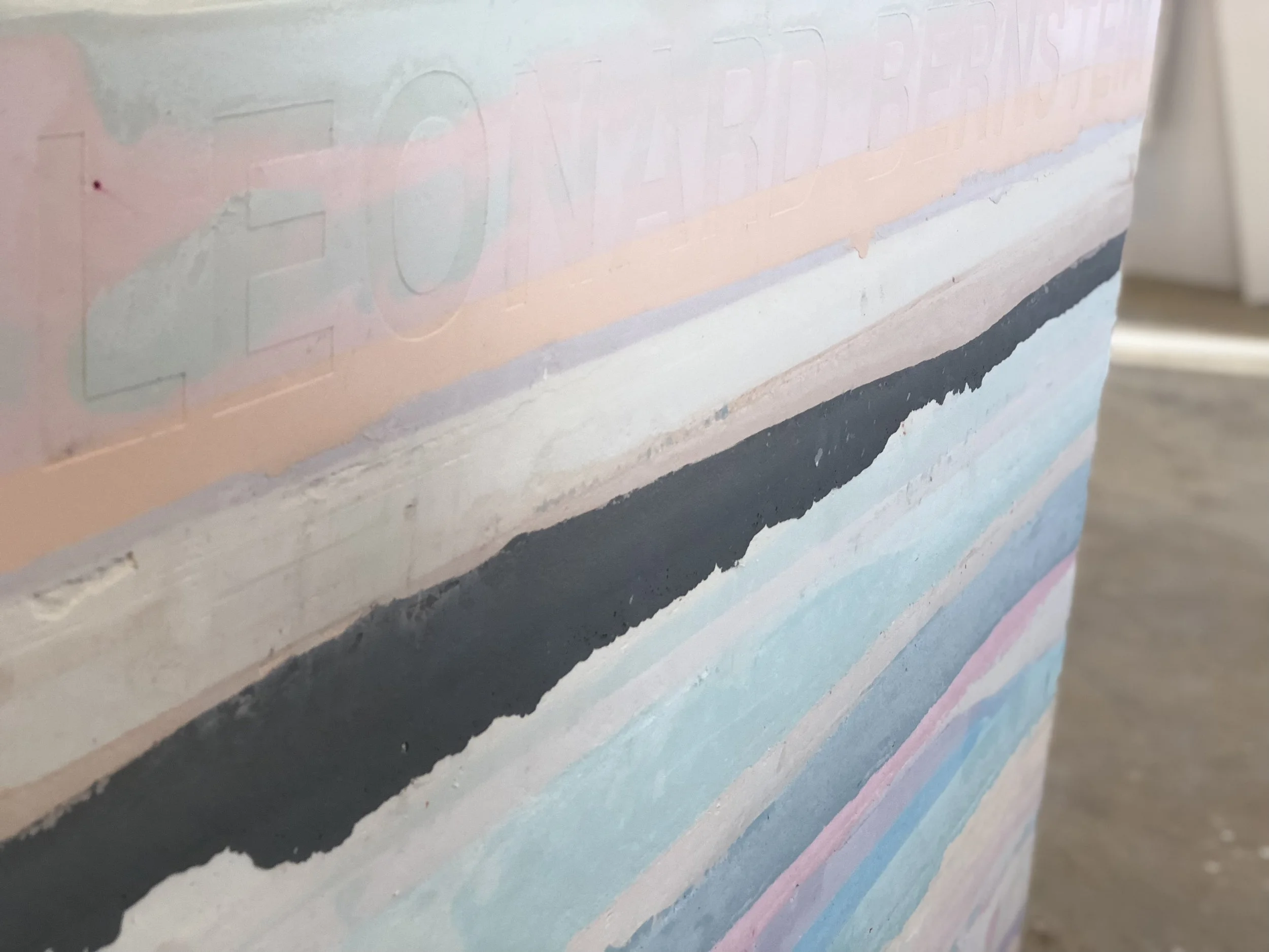  A Quiet Place, 2018  4ft x 8ft, Plaster, acrylic paint  Exhibition Feb 22 - March 22 2018  Update: The plaster sculpture and 1 of the 4 lobby wall drawings are still on view at the Atlas Performing Arts Center.  Atlasarts.org   