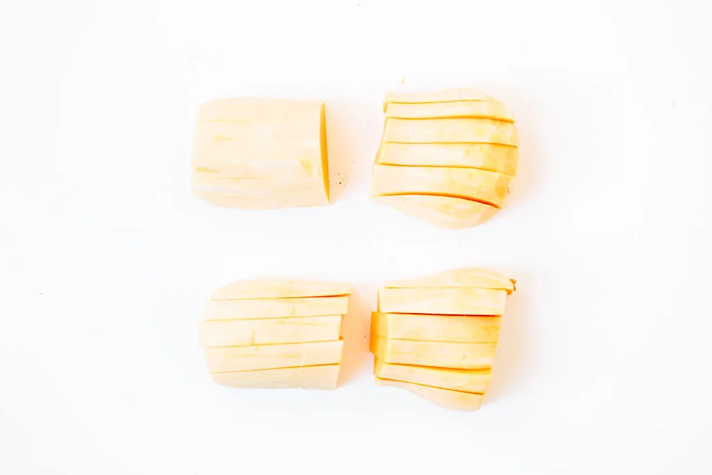 Step 7: Slice each quarter into 1” strips