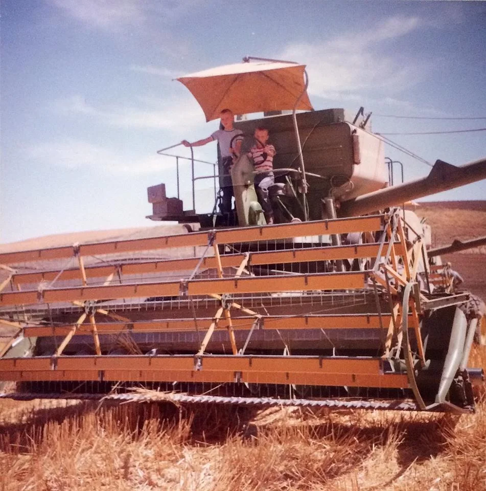 Don and Richard "helping" during harvest