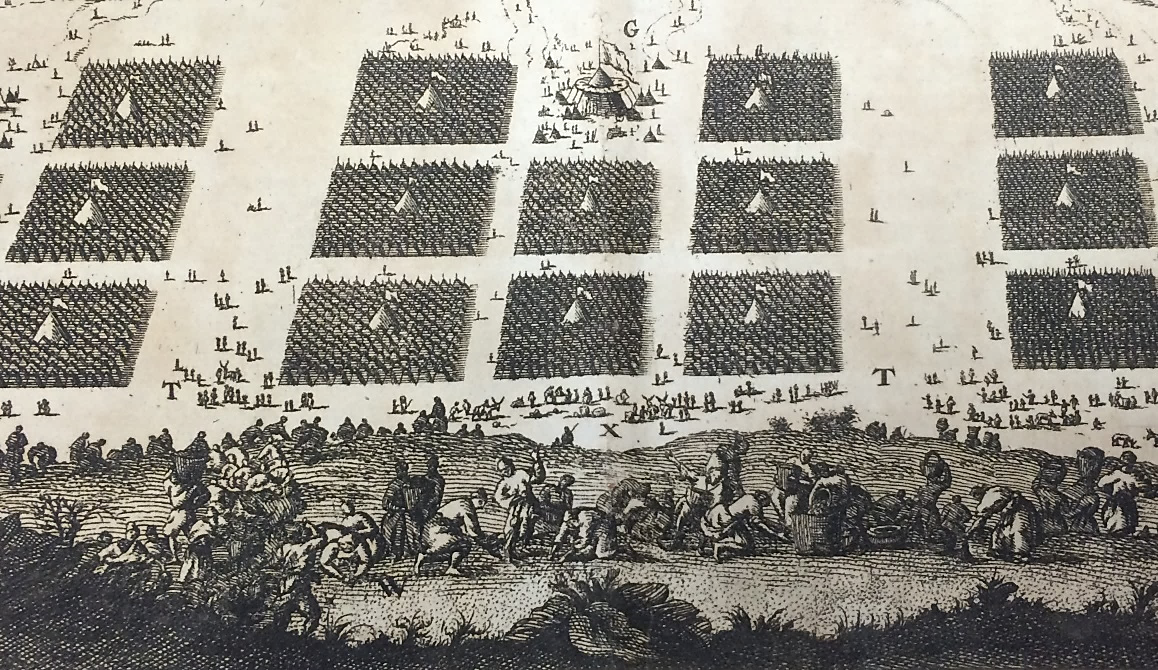 Plan of the Camps of the Children of Israel and Gathering of Manna (detail); J. W. Michaelis (engraver) and Johannen Lund (author); Die Alten Jüdischen Heiligthümer, Gottesdienste und Gewohnheiten (1701); Ames Library Archives, Seattle Pacific University