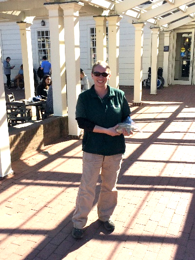 Mt. Vernon National Historic Site and Living History Farm, Lisa Pregent, Farm Manager, holding Palouse Heritage Scots Bere Barley Seed