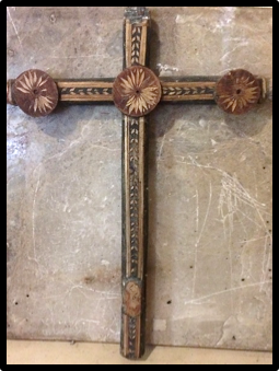 Wooden Cross with Grain Straw Appliqué (c. 1860); Mission San Carlos Borromeo near Carmel, California