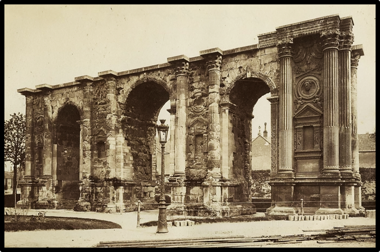 Porte de Mars (Mars Gate), Reims (c. 3rd Century AD); Albumen print, 8 ¼ x 10 ⅗ inches (c. 1880); Palouse Regional Studies Collection