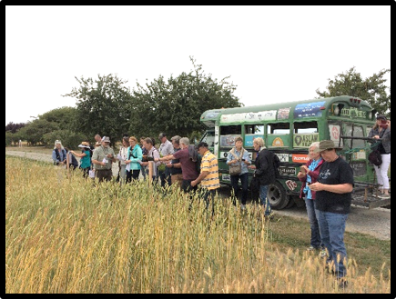 Richard and WSU/Mt. Vernon Agronomist Steve Lyon leading heritage grains field trip tour; Mt. Vernon, Washington (August 2017)