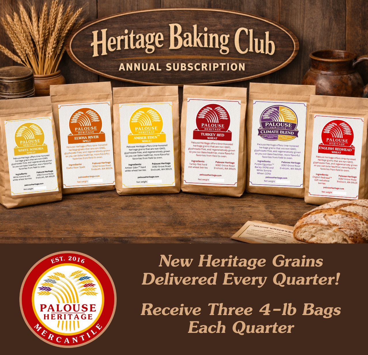 "Heritage Grain Baking Club" - Annual Subscription of 4 lb Bags