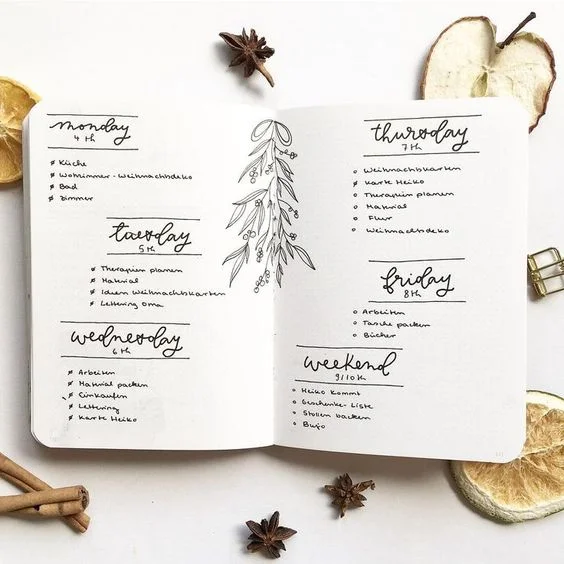 Image by @wolkenmeere on Instagram, an account great for artistic and classy bullet journal inspiration—go give them some love!
