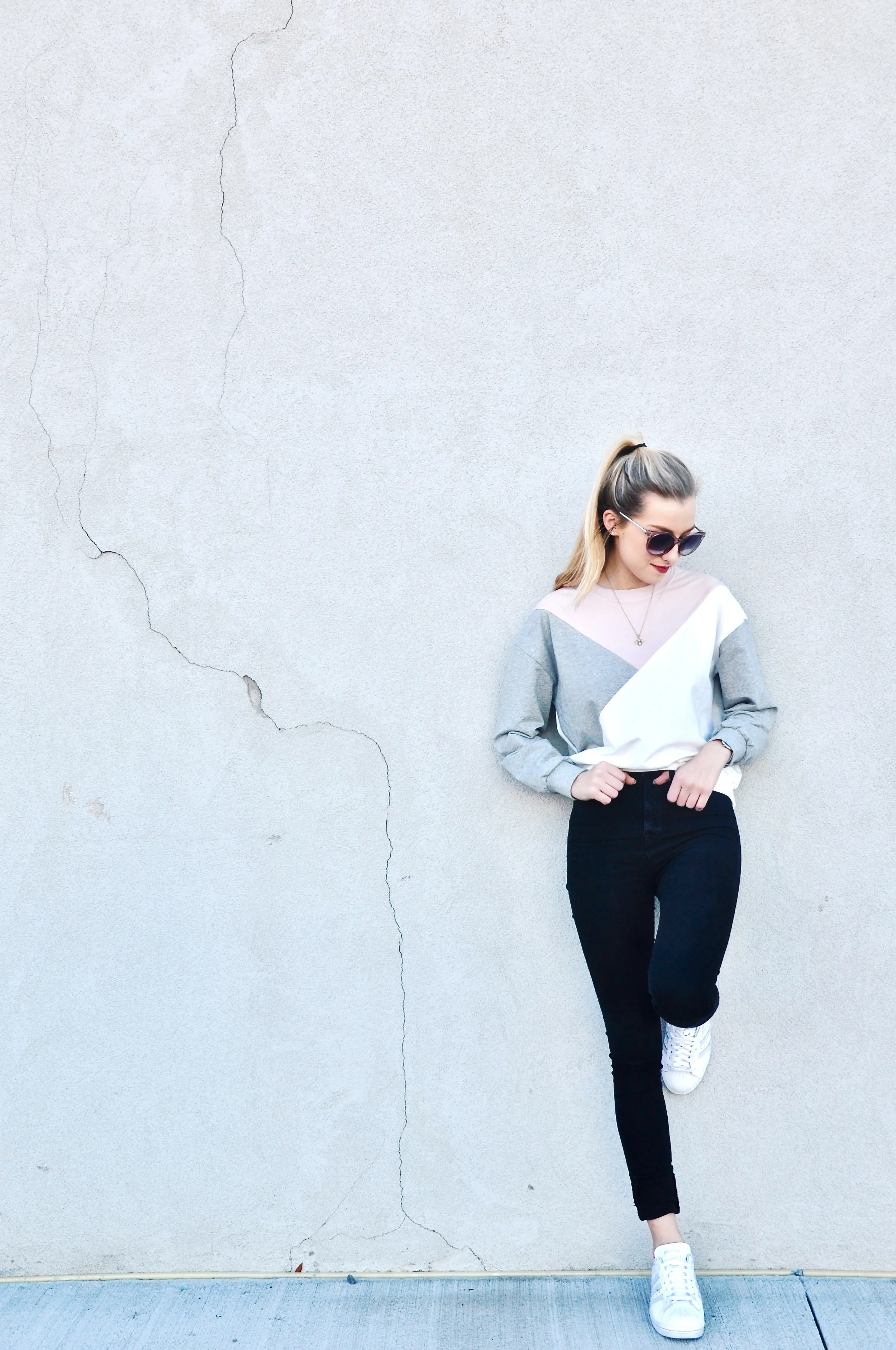 Sweatshirt: Romwe , Watch: Mockberg, Sunglasses: Ann Taylor, Jeans: BDG Urban Outfitters, Shoes: Adidas Custom Superstars 