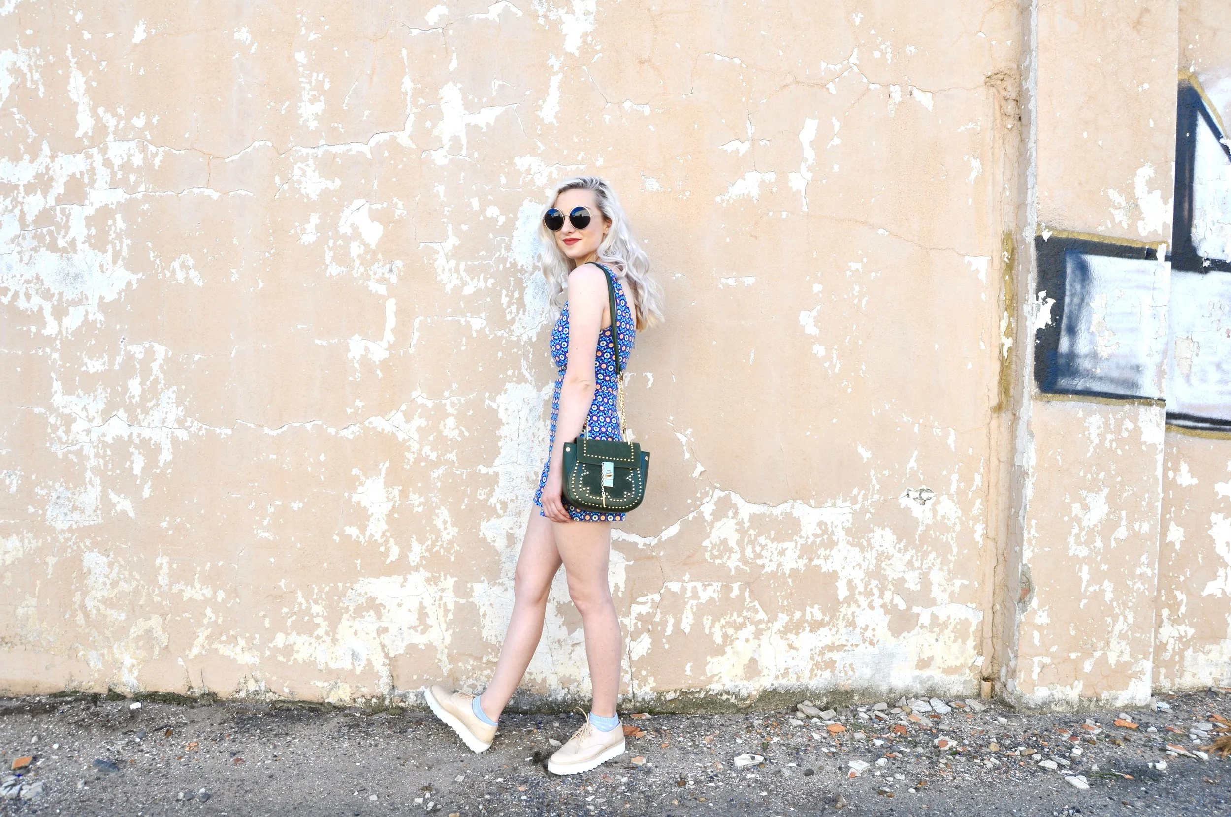Romper: Zara (Style Encore), Bag: Monroe Boutique, Shoes: Zara, Socks: Target, Sunglasses: Forever21