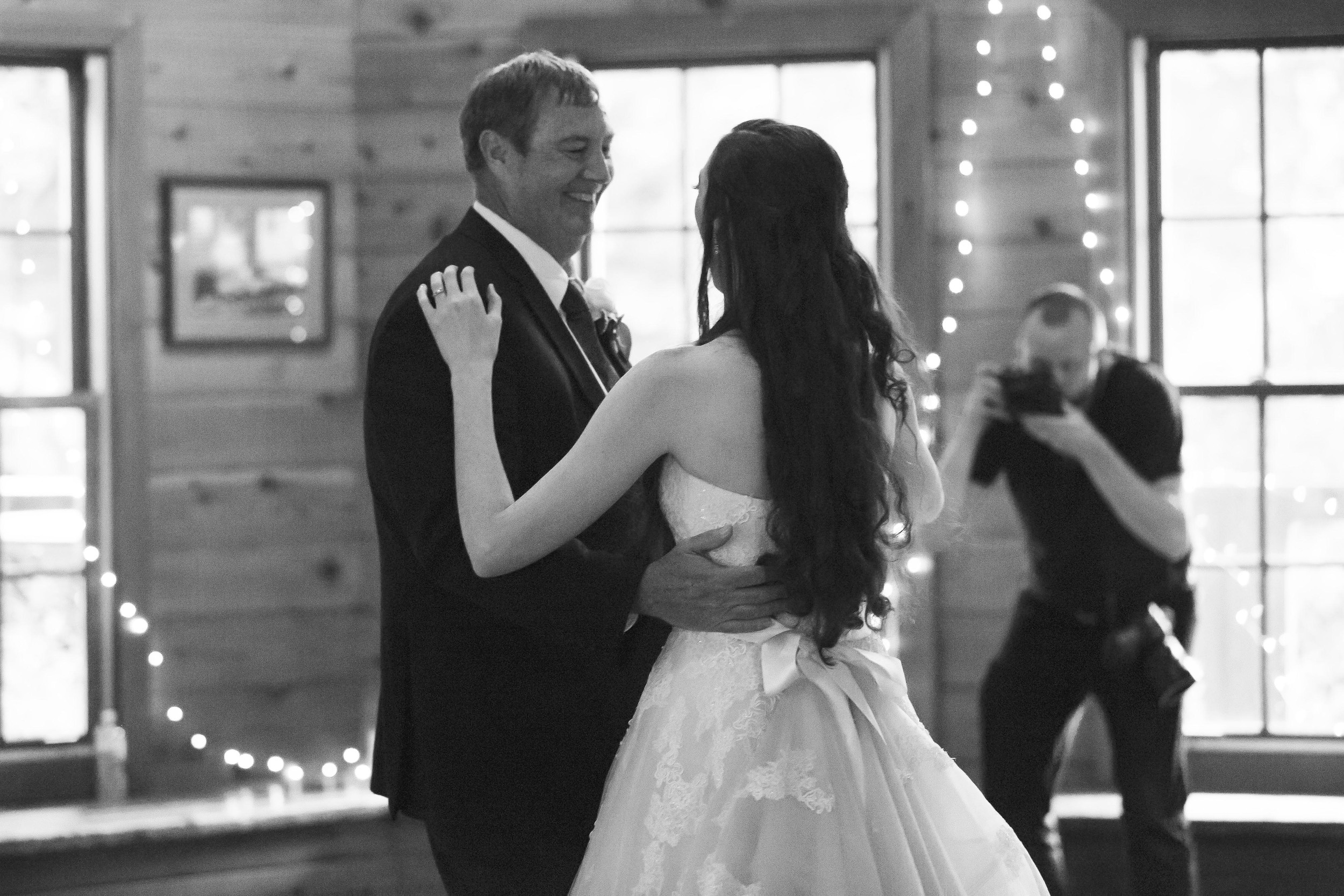 Photographing the first dance with the father of the bride at the Class of 1949 Lodge in West Point, New York